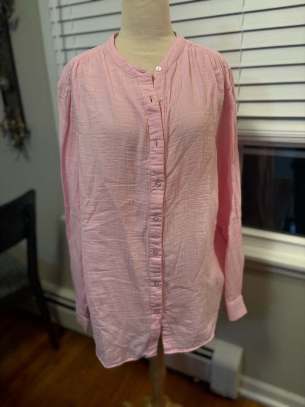 GAP Light Pink Button-Up Cotton/Gauze Blouse (*XL TALL) NWT